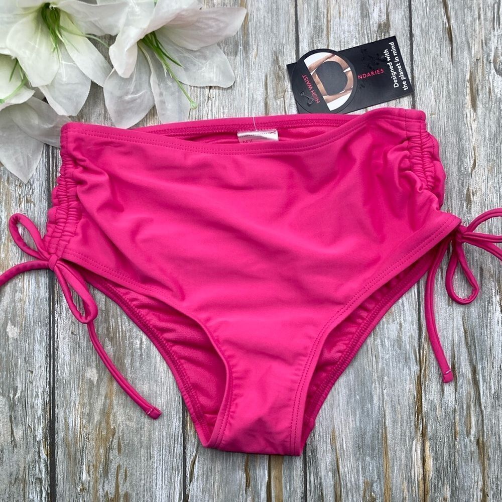 Ruched High Waisted Bikini Bottoms, Size XS